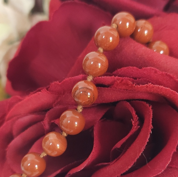 Red Jasper Stone Knotted Necklace Handmade 35" Long Unisex Necklace - Picture 16 of 16